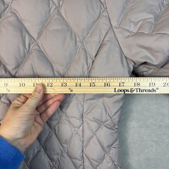 Athleta Jacket Small Responsible Goose Down Gray Pebble Puffer Quilted Coat - Picture 12 of 13